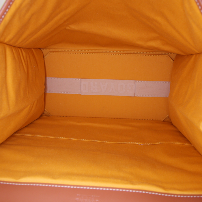 Borsa Goyard Saint Leger in tela monogram nera e pelle marrone - Detail D3