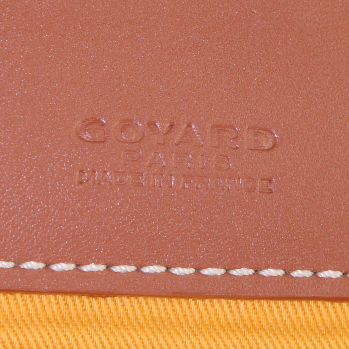 Goyard Saint Leger handbag in black monogram canvas and brown leather - Detail D4