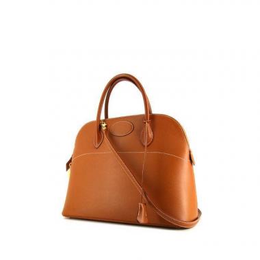 Bolso de mano Hermès Bolide 35 cm en cuero epsom color oro