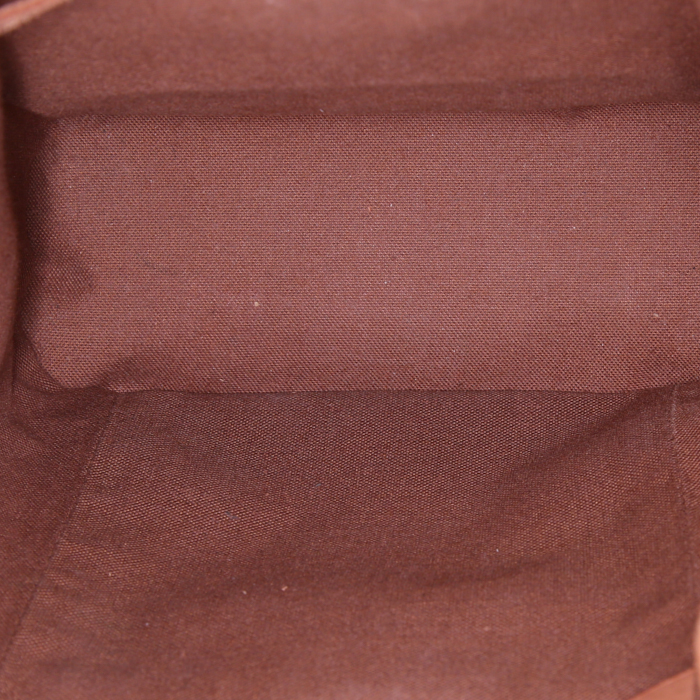 Sac à dos Louis Vuitton Montsouris petit modèle en toile monogram marron et cuir naturel - Detail D2
