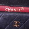 Chanel Vintage handbag in black quilted jersey and black leather - Detail D4 thumbnail