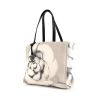 Chanel Editions Limitées bag worn on the shoulder or carried in the hand in white and grey canvas and black leather - 00pp thumbnail