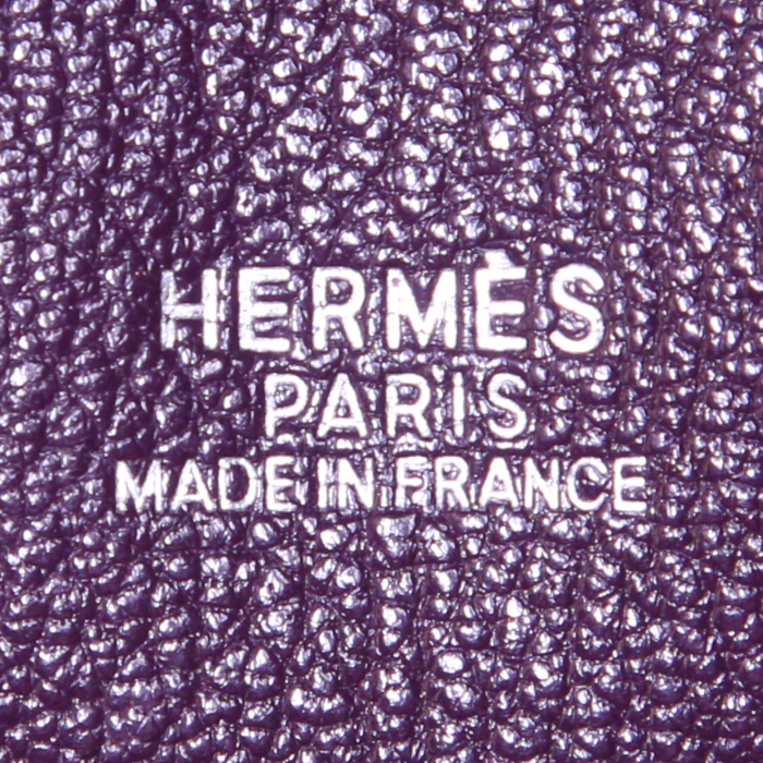 Hermes Plume handbag in purple Raisin box leather - Detail D3