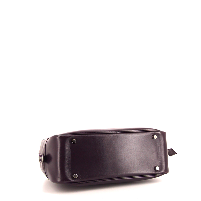 Bolso de mano Hermes Plume en cuero box violeta Raisin - Detail D4