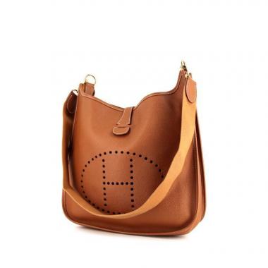 Sac bandoulière Hermes Evelyne grand modèle en cuir epsom gold