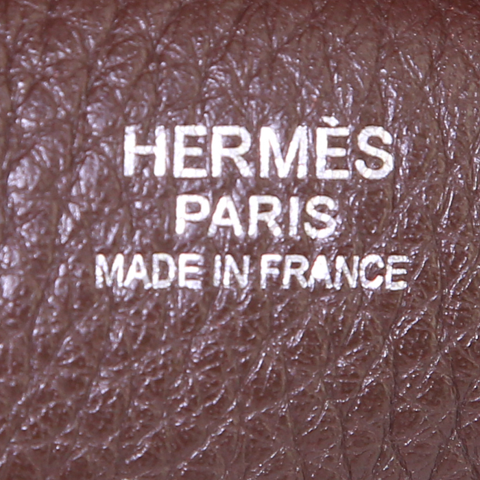 Hermes Evelyne small model shoulder bag in brown leather taurillon clémence - Detail D3