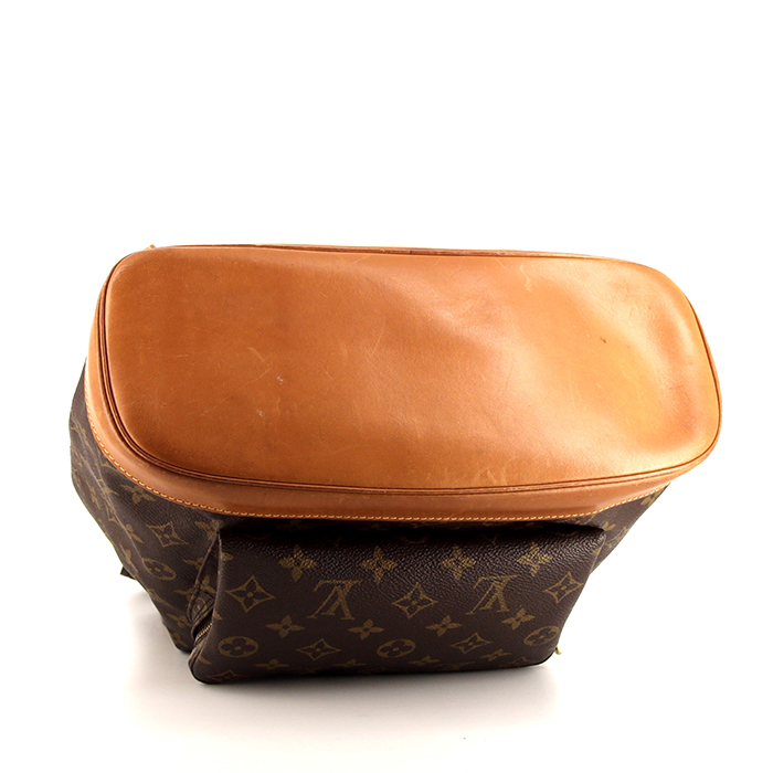Zaino Louis Vuitton Montsouris modello grande in tela monogram marrone e pelle naturale - Detail D4