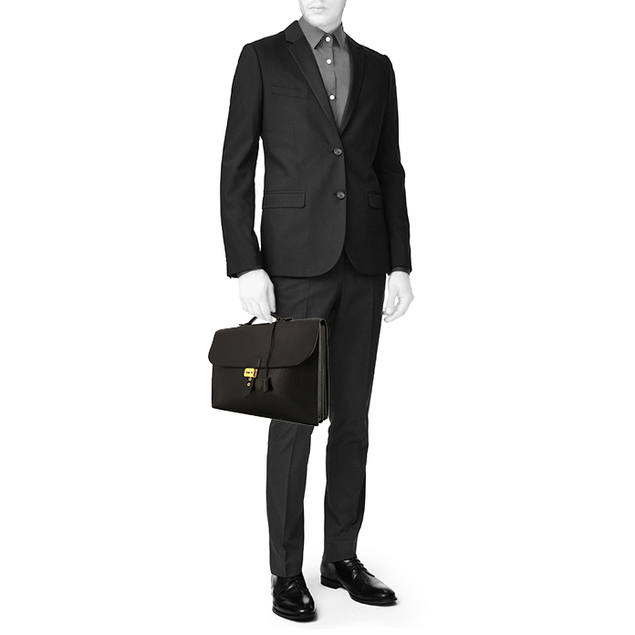 Porte-documents Hermès Sac à dépêches en cuir Ardenne noir - Detail D1