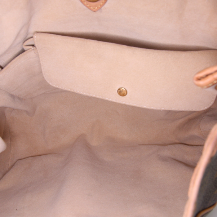 Bolso de mano Louis Vuitton Galliera modelo pequeño en lona Monogram marrón y cuero natural - Detail D2