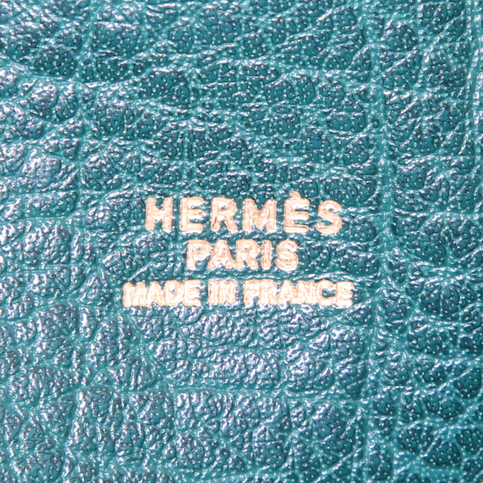 Hermès Galop travel bag in Vert Bengale buffalo leather - Detail D3