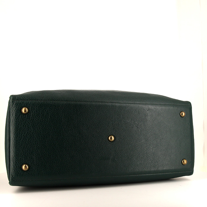 Hermès Galop travel bag in Vert Bengale buffalo leather - Detail D4