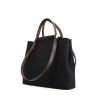 Hermès Cabag shopping bag in black canvas and brown leather - 00pp thumbnail