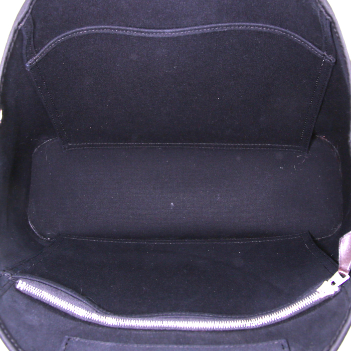 Sac cabas Hermès Cabag en toile noire et cuir marron - Detail D3