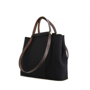 Bolso Cabás Hermès Cabag en lona negra y cuero marrón