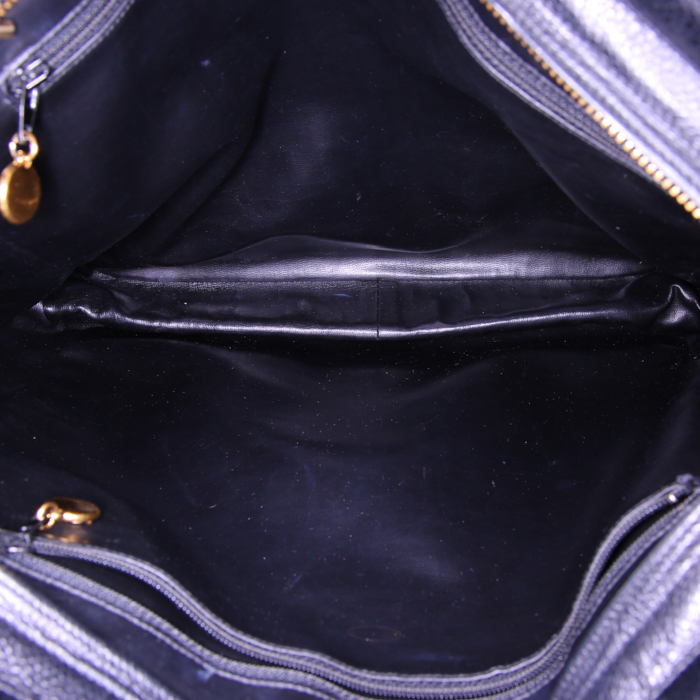 Sac cabas Chanel Triple Coco en cuir noir - Detail D3