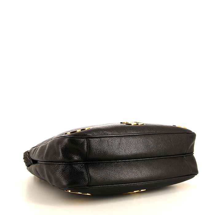 Sac cabas Chanel Triple Coco en cuir noir - Detail D5