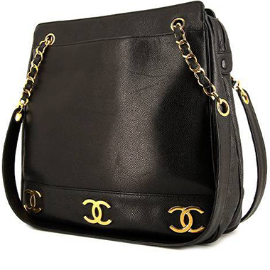 Bolso Cabás Chanel Triple Coco en cuero negro