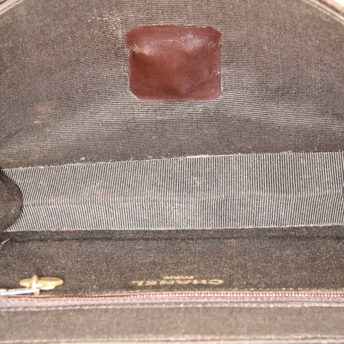 Sac à main Chanel  Vintage en velours matelassé marron - Detail D2