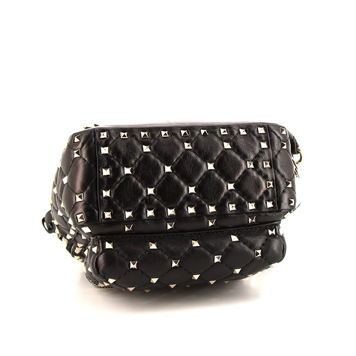 Mochila Valentino Rockstud en cuero acolchado negro - Detail D5