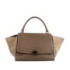 Celine Trapeze handbag in taupe leather and taupe suede - 360 thumbnail