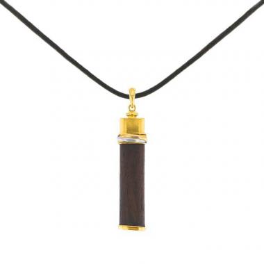 Cartier Touch Wood 1970's pendant in 3 golds and snakewood