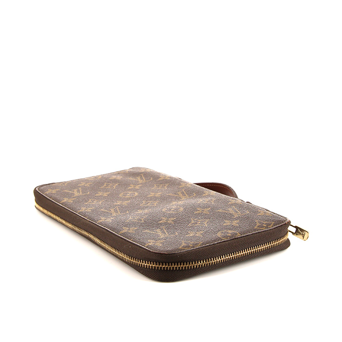 Portafogli Louis Vuitton Organizer in tela monogram marrone e pelle naturale - Detail D4