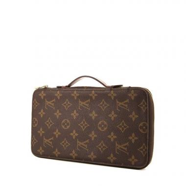 Portefeuille Louis Vuitton Organizer en toile monogram marron et cuir naturel
