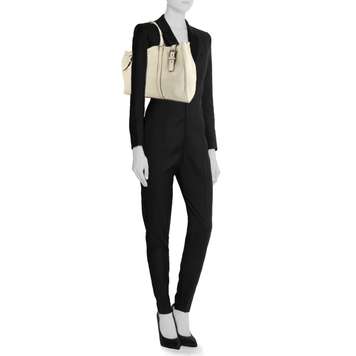 Shopping bag Prada in pelle bianca - Detail D1