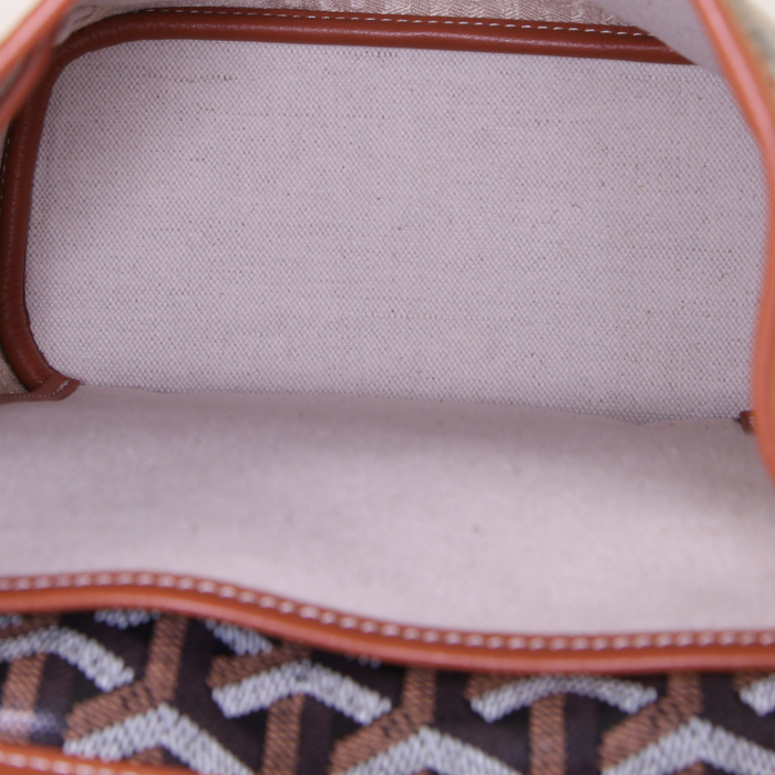 Mochila Goyard Alpin Mini en lona Monogram negra y cuero marrón - Detail D2