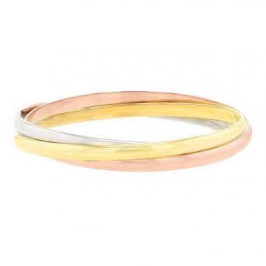 Brazalete redondo rígido Cartier Trinity modelo mediano en 3 oros