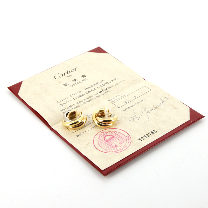 Orecchini a cerchio Cartier Trinity modello grande in 3 ori - Detail D2