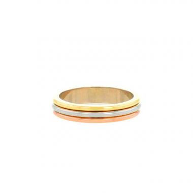 Cartier Vendôme Louis Cartier medium model 1980's ring in pink gold,  yellow gold and white gold