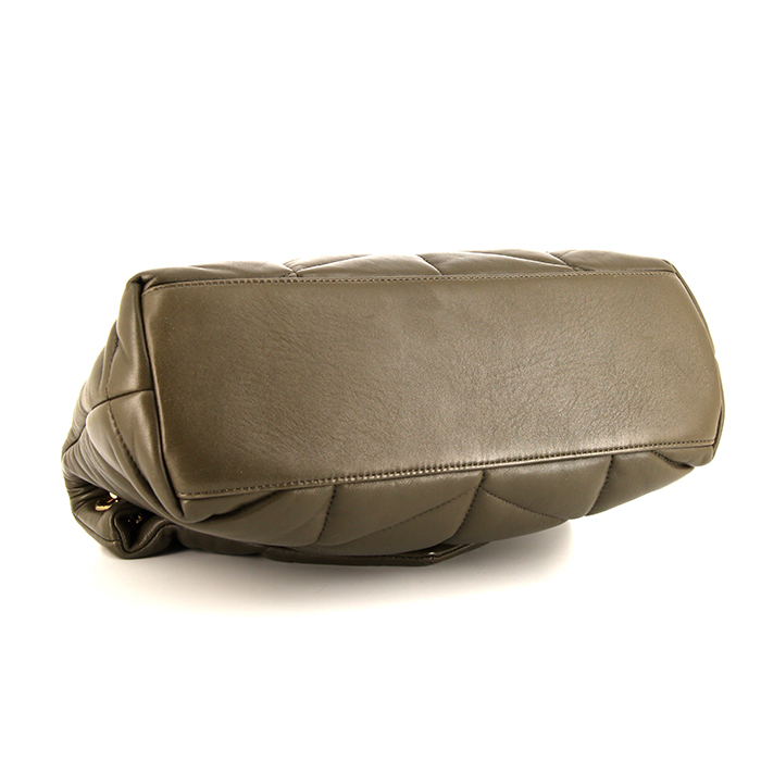 Saint Laurent Loulou shoulder bag in khaki chevron quilted leather - Detail D5