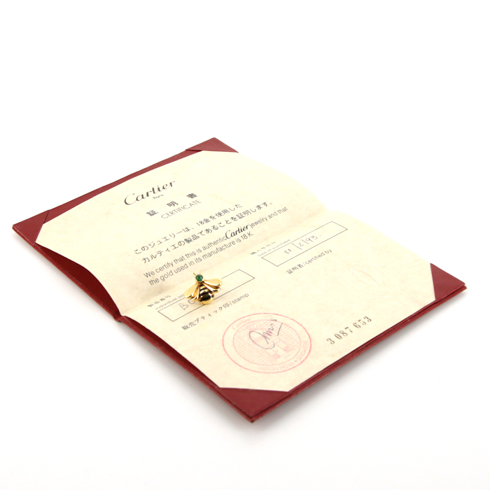 Broche-colgante época años 90 Cartier en oro amarillo,  esmeralda y esmalte negro - Detail D2