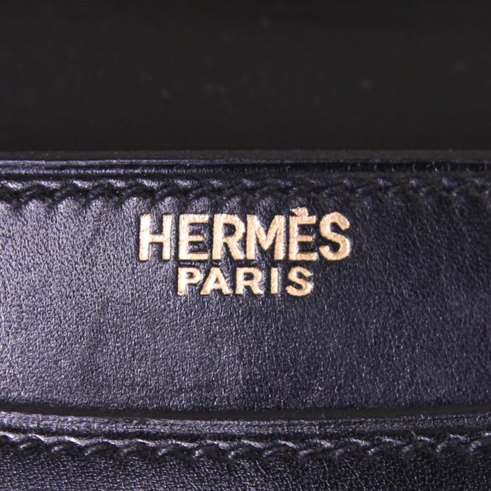 Sac à main Hermès Sandrine en cuir box noir - Detail D3