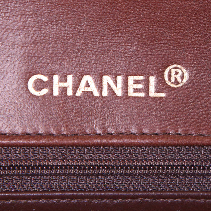 Pochette Chanel Vintage in pelle trapuntata marrone - Detail D3