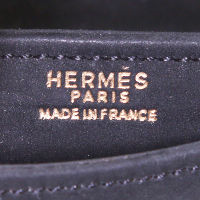 Sac à main Hermès New Jimmy's en veau doblis noir et cuir noir - Detail D4