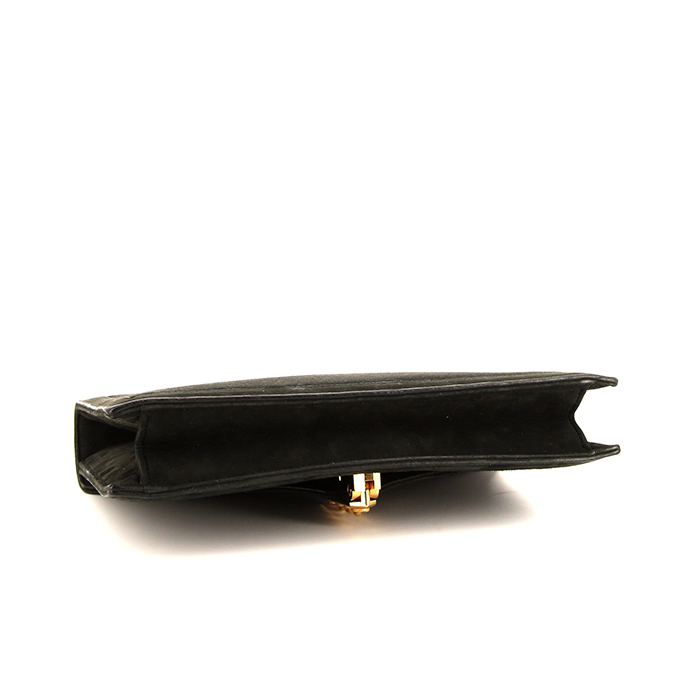 Hermès New Jimmy's handbag in black doblis calfskin and black leather - Detail D5