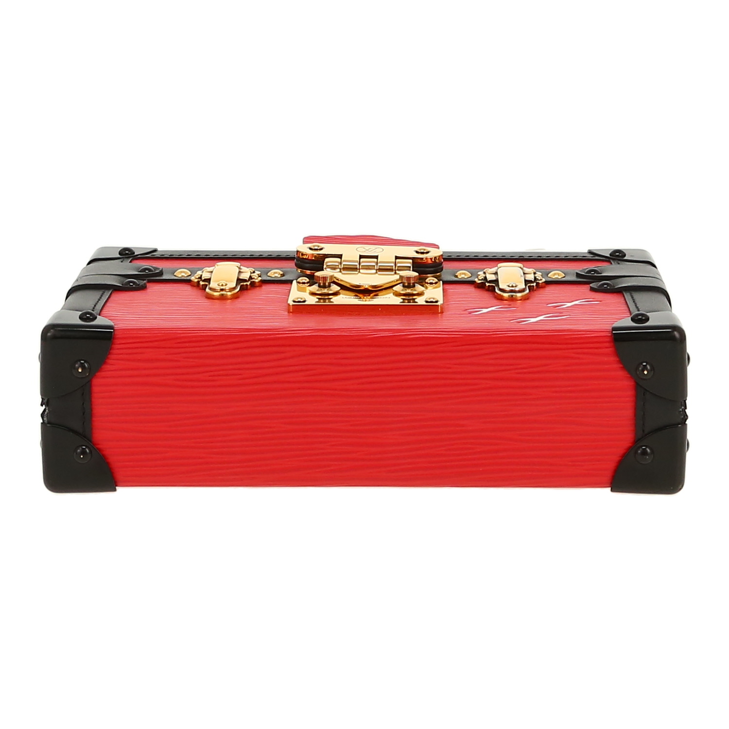 Borsa a tracolla Louis Vuitton Petite Malle in pelle Epi rossa e pelle nera - Detail D1