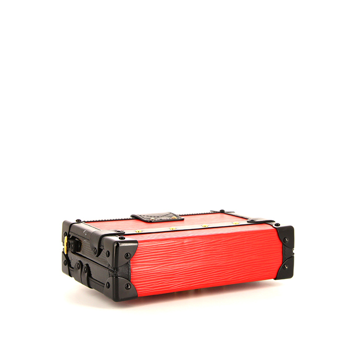 Borsa a tracolla Louis Vuitton Petite Malle in pelle Epi rossa e pelle nera - Detail D5