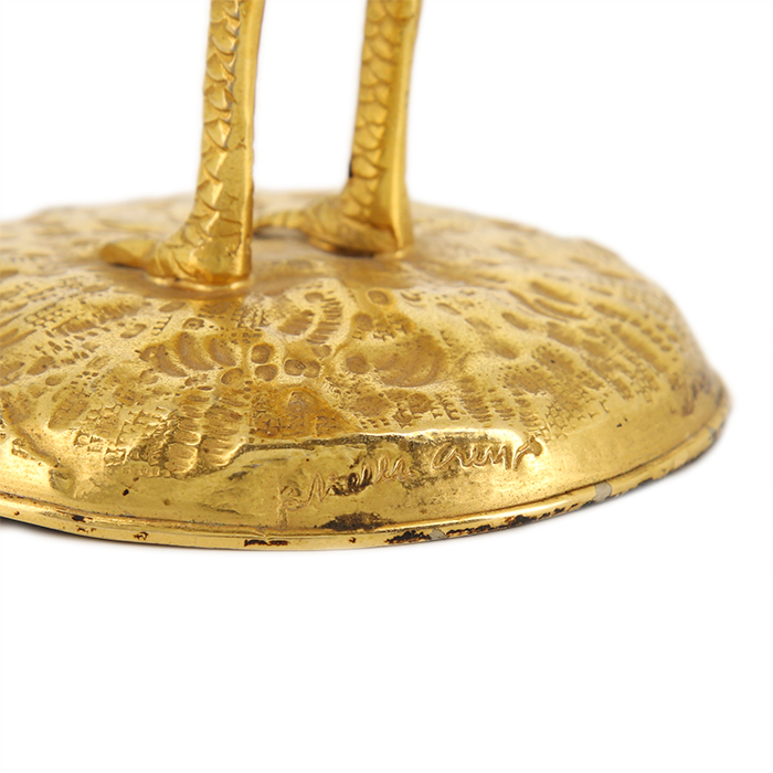 Gabriella Crespi, "Piccolo Struzzo" ("Little ostrich" ) sculpture, from the "Piccoli Animali" ("Small Animals") serie, in gilt bronze and Murano glass by Barovier & Toso, signed, of 1970 - Detail D2
