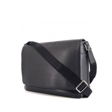 Sac bandoulière Louis Vuitton Messenger en cuir taiga bleu-marine