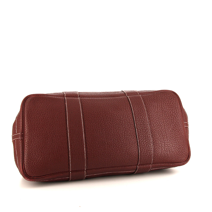 Hermes Garden Party shopping bag in red H Negonda calfskin - Detail D4
