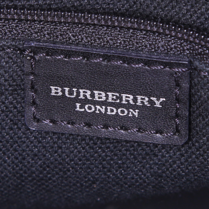 Borsa Burberry in tela Haymarket beige e pelle martellata bianca - Detail D3