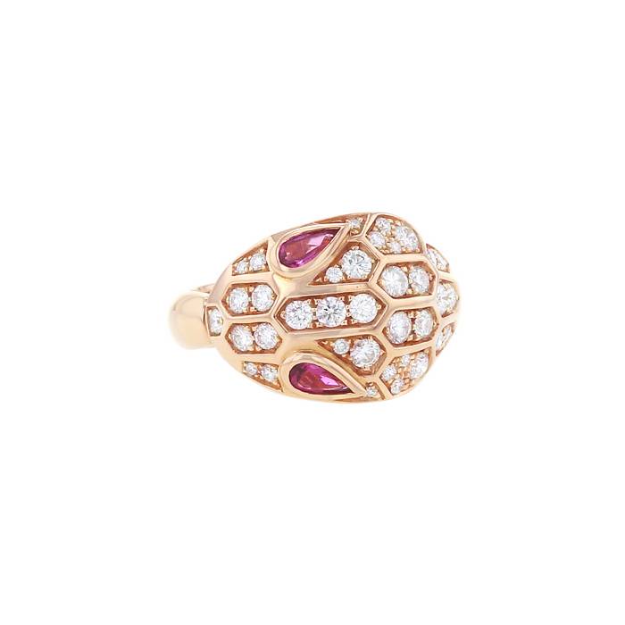 Bulgari Serpenti ring in pink gold,  rubelite and diamonds - 00pp