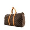 Borsa da viaggio Louis Vuitton Keepall 45 cm in tela monogram marrone e pelle naturale - 00pp thumbnail