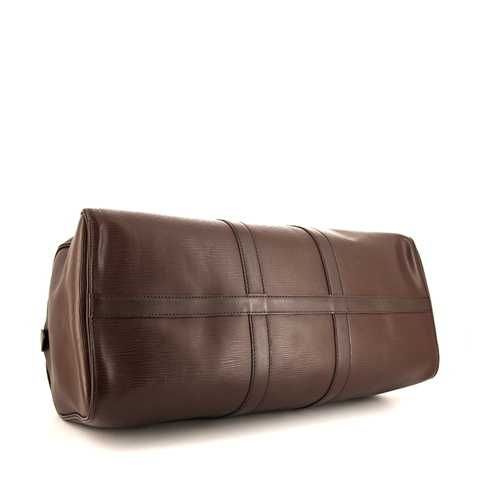 Sac de voyage Louis Vuitton Keepall 45 en cuir épi marron - Detail D4