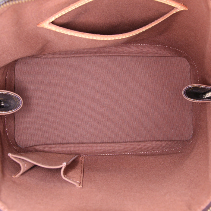 Bolso de mano Louis Vuitton Alma en lona Monogram marrón y cuero natural - Detail D2