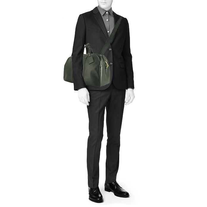 Sac de voyage Louis Vuitton Kendall en cuir taiga vert - Detail D2