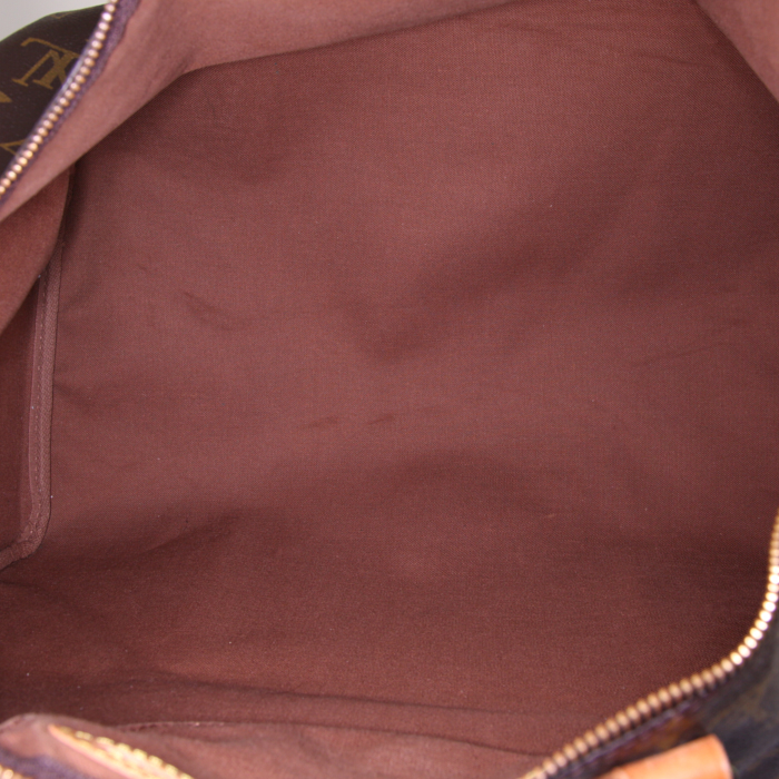 Sac à main Louis Vuitton Speedy 40 cm en toile monogram marron et cuir naturel - Detail D2